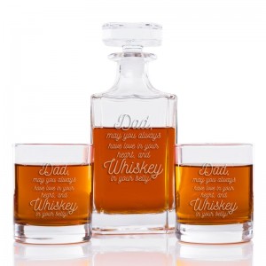 Red Barrel Studio Alyn Dad May You Always Have Love in Your Heart and Whiskey in Your Belly Classic Square 3 Piece Beverage Serving Set RDBT6838